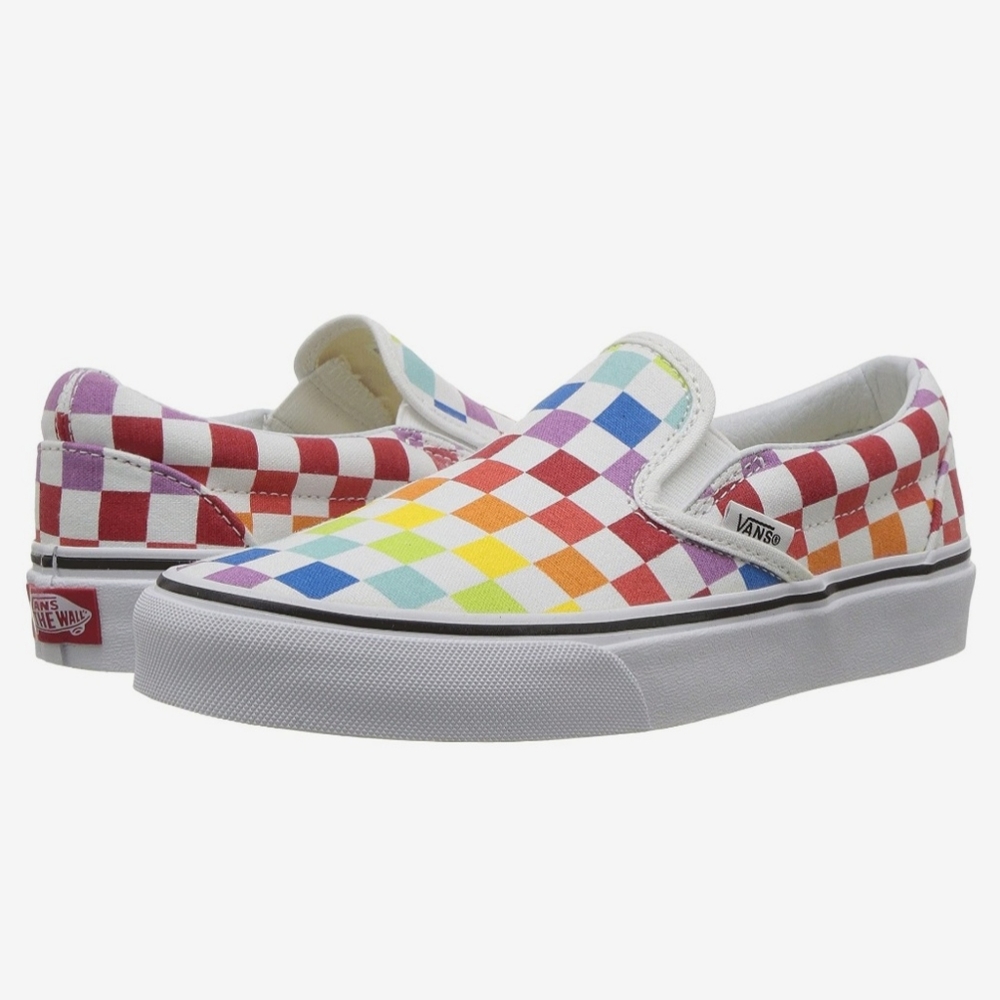 Van's Rainbow Check Slip Ons New